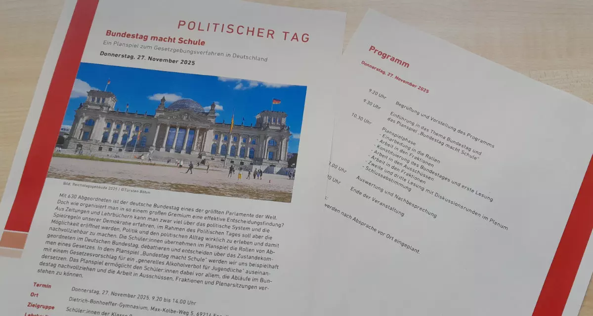 Symbolbild Veranstaltungsprogramm. Politischer Tag 2025. Bild: LpB BW